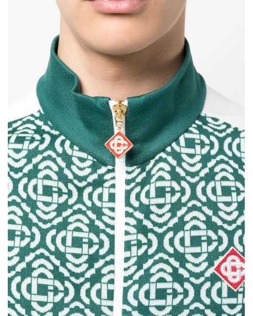 Casablanca Green Monogram-Jacquard Track Jacket for men