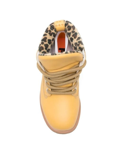PDF Natural Leopard-Print Lace-Up Hiking Boots for men