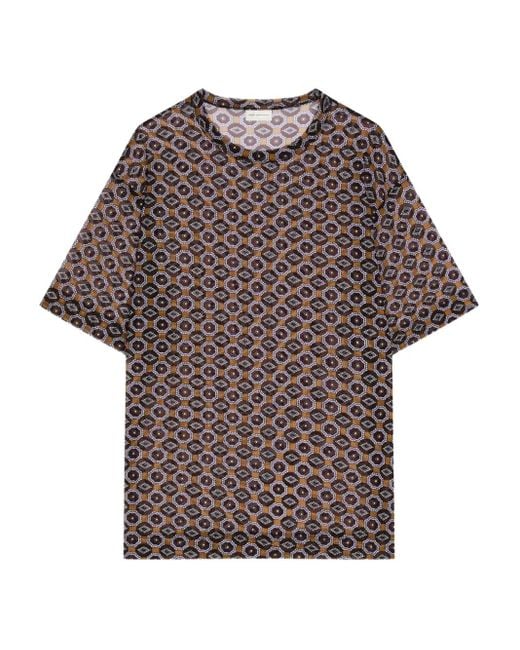 Dries Van Noten Semi-Doorzichtige Tanktop Met Geometrische Print in het Brown
