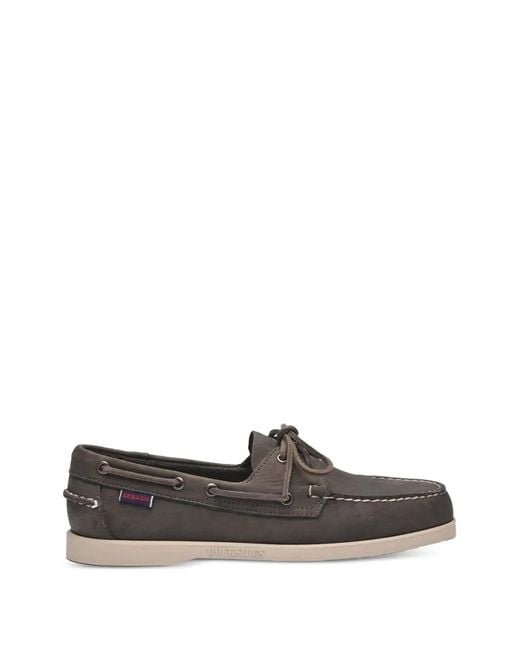 Sebago Gray Portland Crazy Boat Shoes for men
