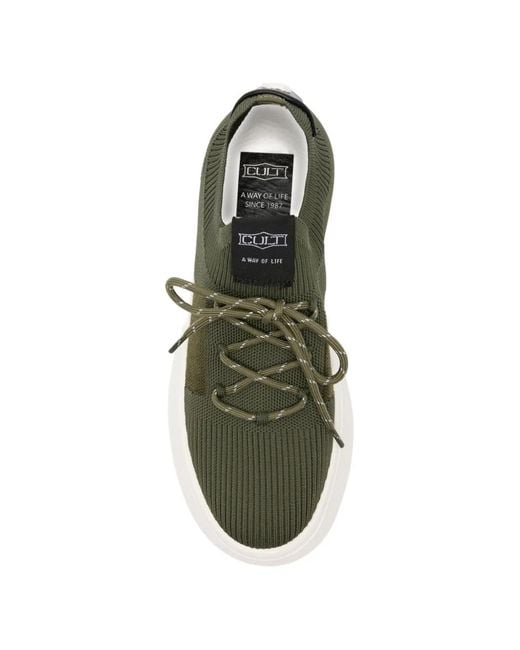Cult Green Blackstar 4498 Ribbed-Knit Lace-Up Sneakers for men