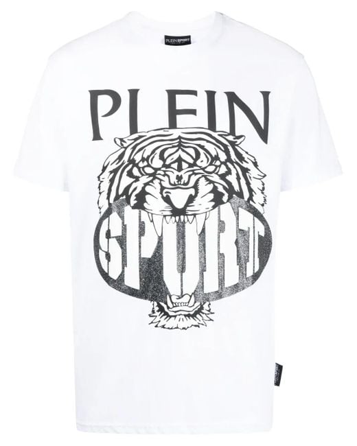 Philipp Plein White Tiger Round Neck T-Shirt for men