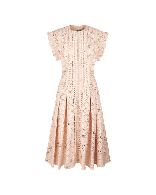 Alberta Ferretti Pink Ruffled Broderie Dress