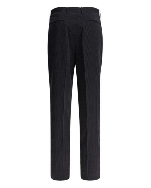Kaptain Sunshine Black Pleated Pinstripe Trousers for men