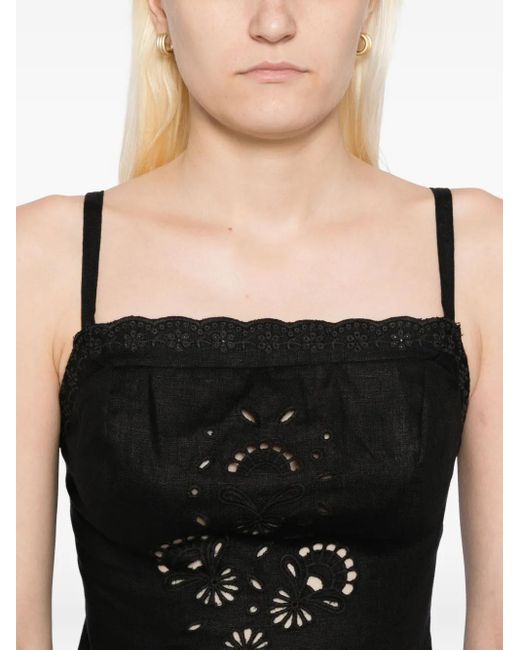 Reformation Black Eva Linen Top