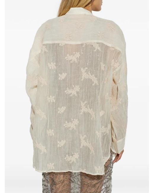 Munthe White Fortunato Embroidered Sheer Shirt