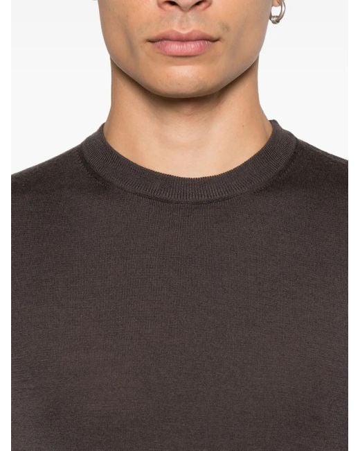 Canali Black Crew-Neck Wool Sweater for men