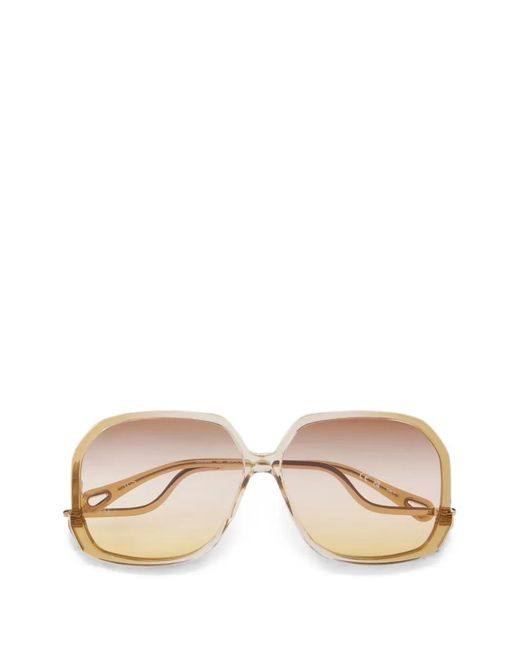 Chloé Natural Oversized Geometric-Frame Sunglasses