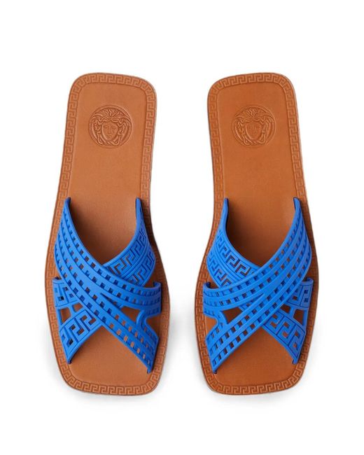 Versace Blue Cancun Rubber Sandals for men