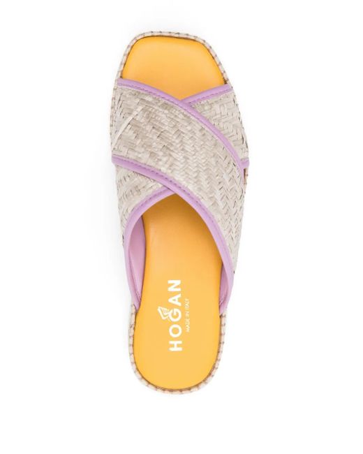 Hogan Pink 660 Interwoven-Raffia Slides