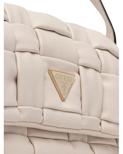 Guess Natural Marion Quilted Logo Cross Body Bag