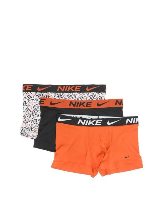 Nike Orange Dri-Fit Essential Micro Boxers (Set Of Three) for men