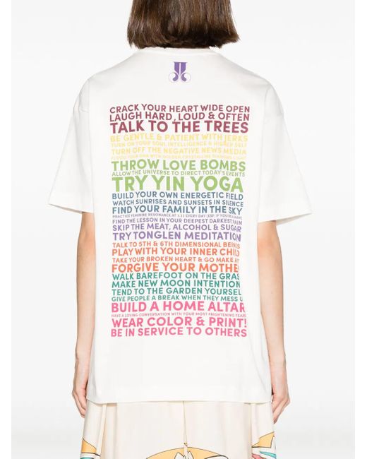 LaDoubleJ White Raise Your Vibrations Cotton T-Shirt