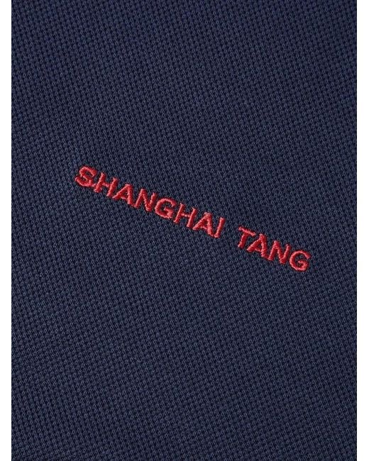 Shanghai Tang Blue Horse-Embroidery Polo Top for men