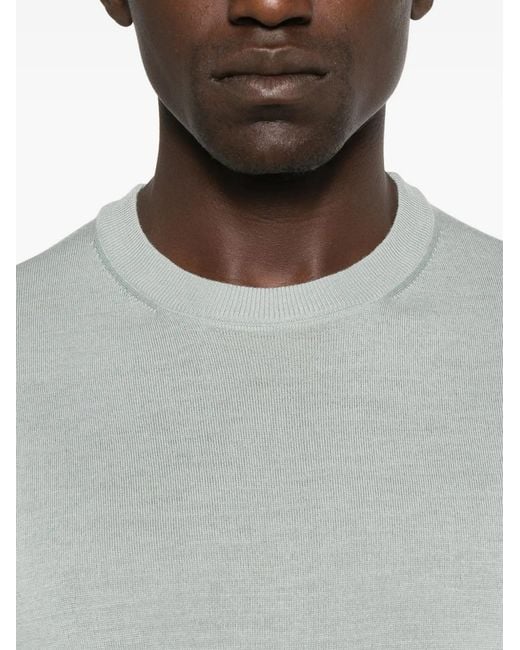 Canali Gray Round-Neck Wool Sweater for men
