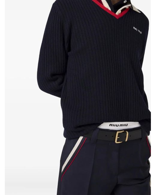 Pantalon De Jogging À Détails Rayés Miu Miu en coloris Blue