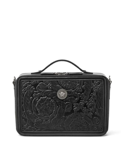 Versace Black Medusa biggie Barocco Leather Messenger Bag for men