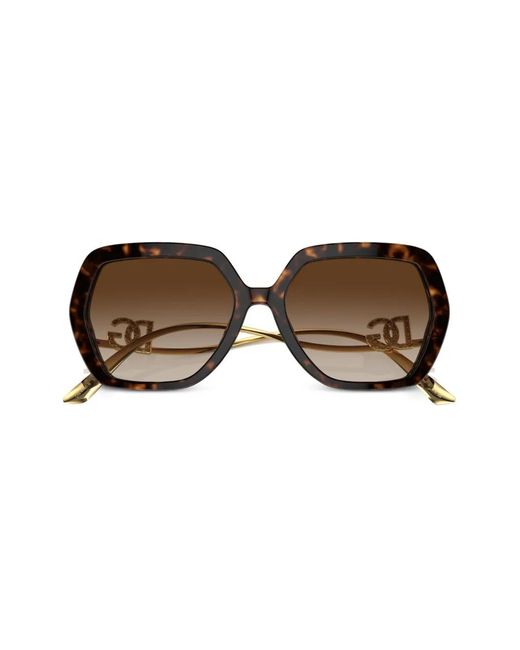 Dolce & Gabbana Brown Crystal Oversize-Frame Sunglasses