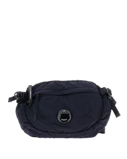 C P Company Blue Lens-Detail Zip Belt Bag for men