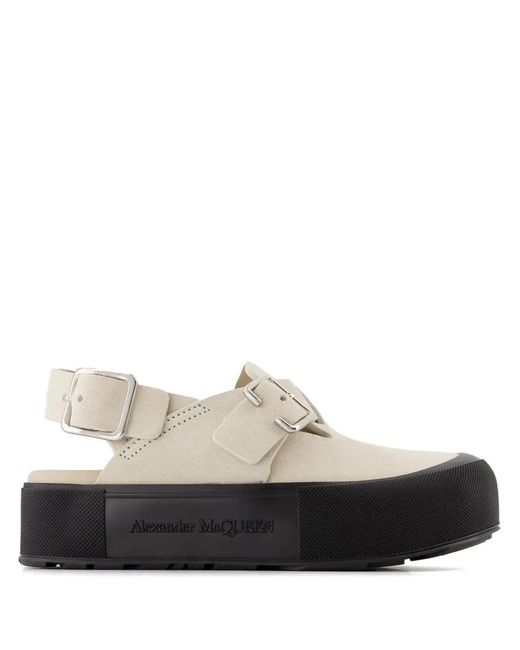 McQueen Natural Mount Slick Mules In Suede for men