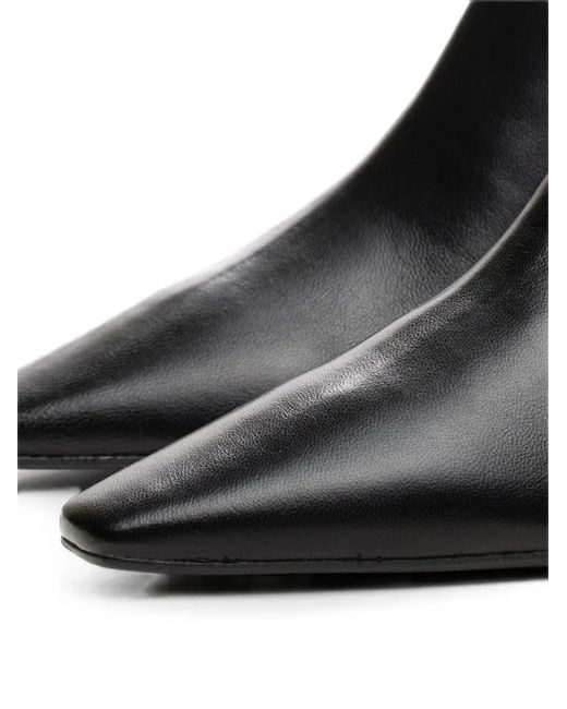 Poche Paris Black Pointed-Toe Kitten-Heel Ankle Boots