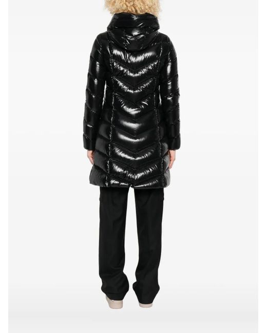 Moncler Black Chevron-Quilted Hooded Puffer Jacket