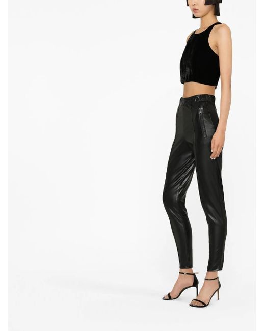 Ermanno Scervino Gray Coated High-Waist Skinny Trousers