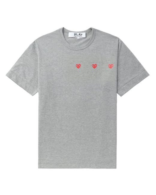 COMME DES GARÇONS PLAY Triple Hearts Katoenen T-shirt in het Gray voor heren
