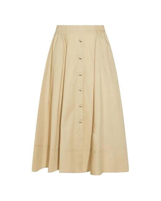 Twinset Natural Button-Down Midi Skirt