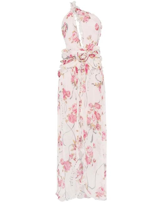 Blumarine Pink Maxikleid Mit Blumen-Print