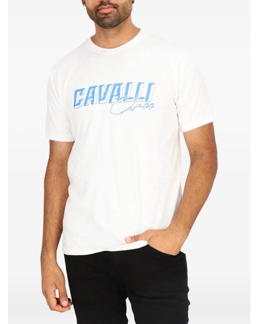 T-Shirt Con Logo di Roberto Cavalli in White da Uomo