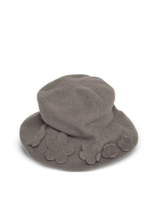 Scha Gray Flower-Appliqué Wool Cloche Hat for men