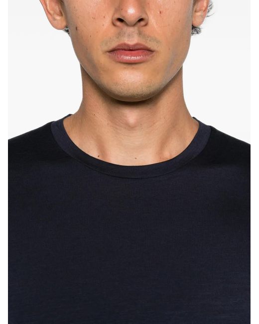 Herno Blue Logo-Plaque Long-Sleeves T-Shirt for men