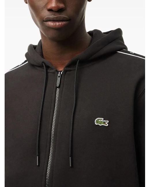Sudadera con capucha y parche del logo Lacoste de hombre de color Black