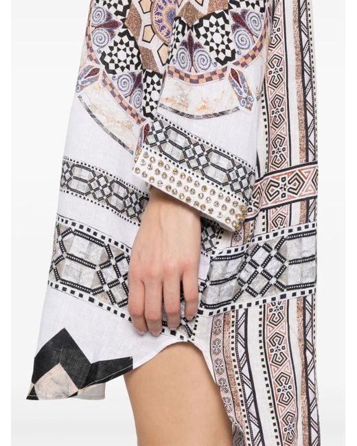 Camilla Gray Tile Style Midi Dress