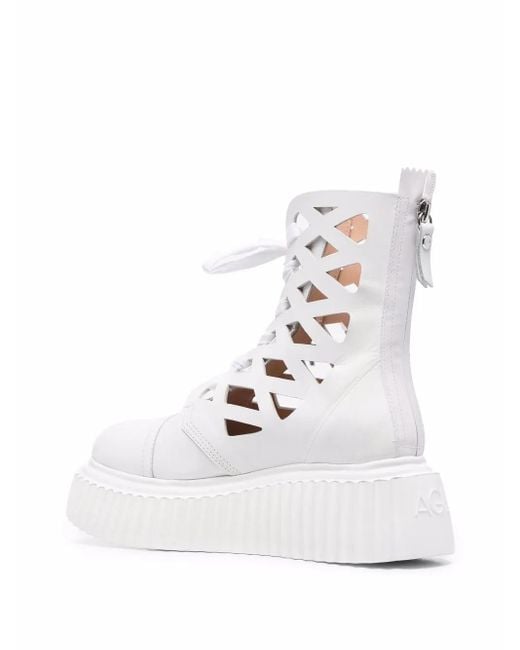 Agl Attilio Giusti Leombruni White Cut-Out Ankle Boots