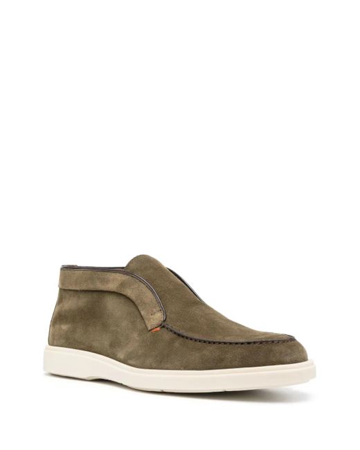 Santoni Brown Slip-On Suede Boots for men