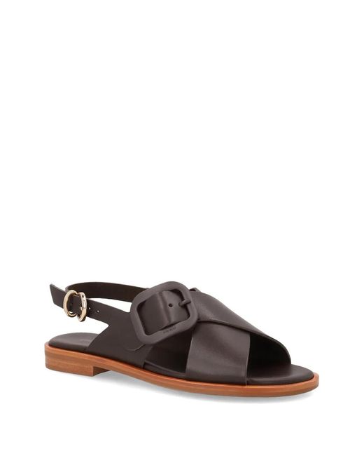 Frau Brown Crossover-Strap Buckled Sandals