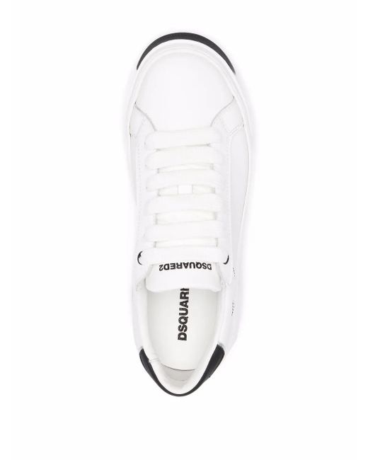 DSquared² White Lace-Up Leather Sneakers