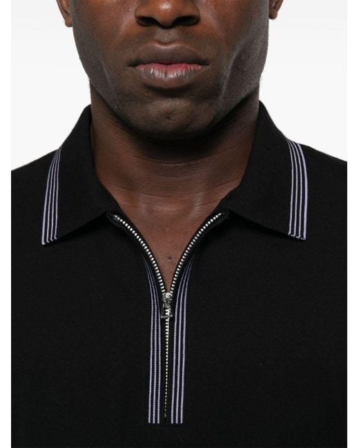PS by Paul Smith Black Half Zip Polo Shirt for men