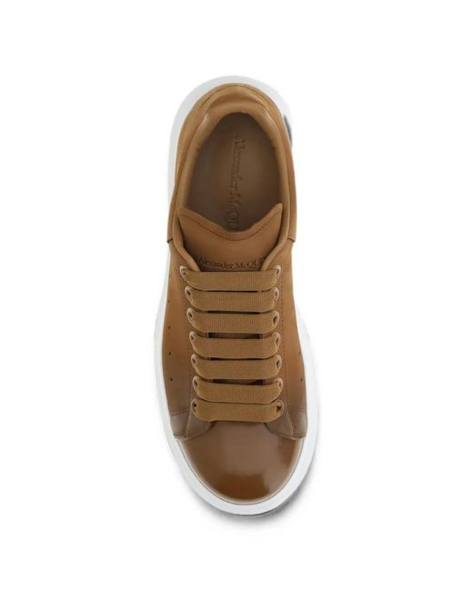 McQueen Brown Oversized Leather Sneakers for men