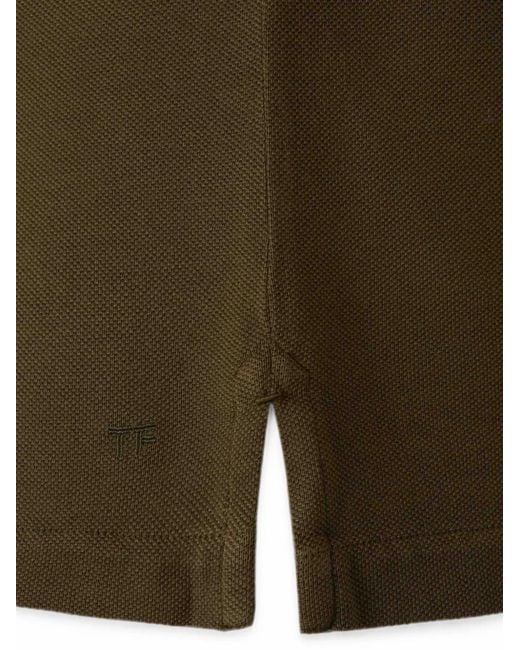 Tom Ford Green Polo En Piqué À Logo Brodé for men