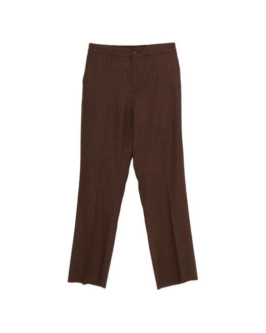 Hevò Brown Buttoned Tailored Trousers for men