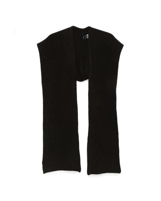 Soeur Black Loretta Ribbed-Knit Scarf
