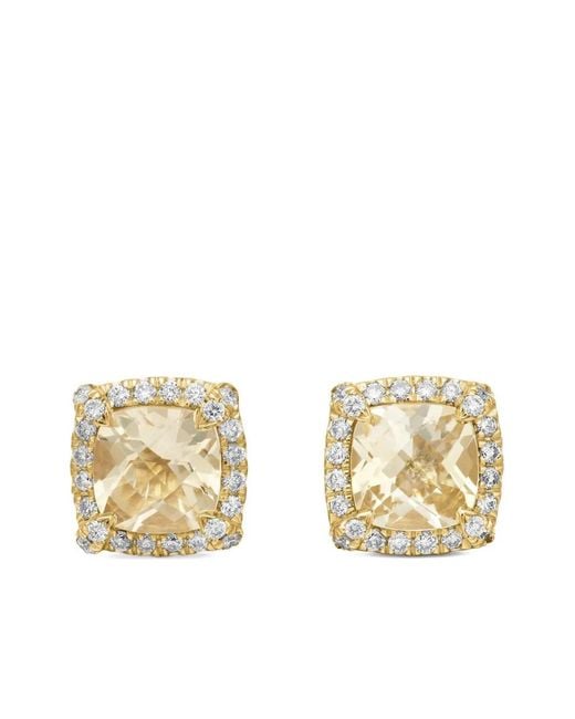 David Yurman Metallic 18Kt Petite Chatelaine Citrine And Diamond Stud Earrings (5Mm)