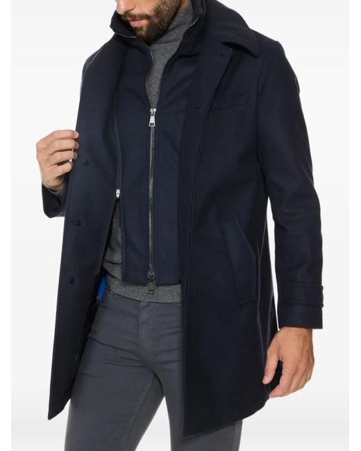 メンズ Norwegian Wool Euro ボタン コート Blue