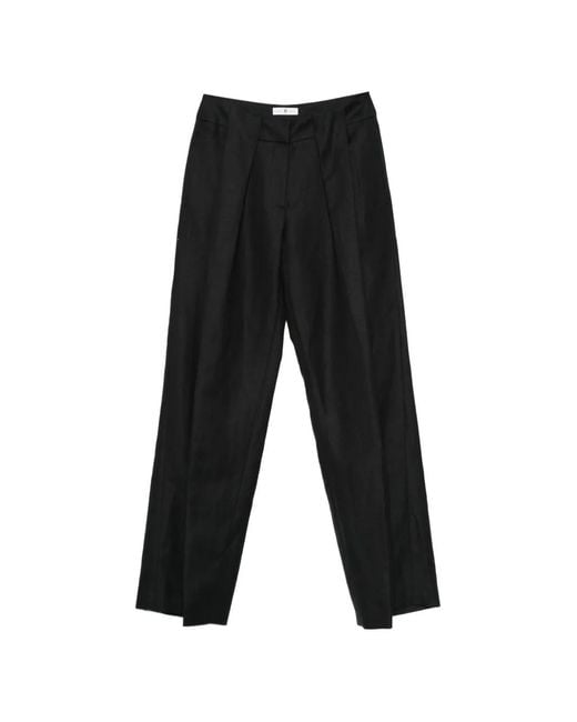 PT Torino Black Pleated Wool Trousers