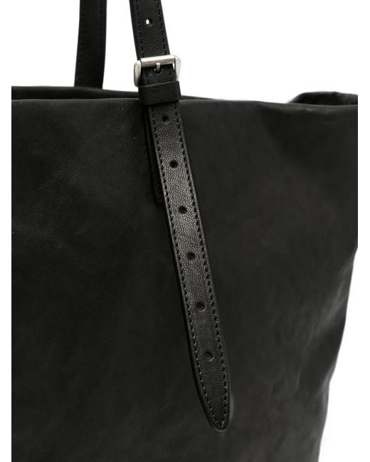 Ann Demeulemeester Black Distressed Leather Tote Bag