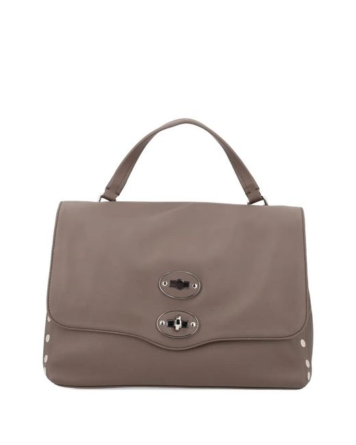 Zanellato Brown Top-Handle Lock Tote Bag