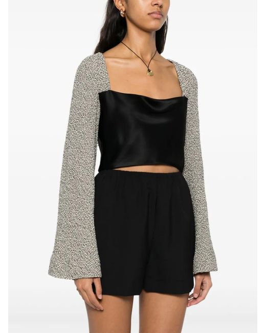 Nanushka Black Tasula Crop Top